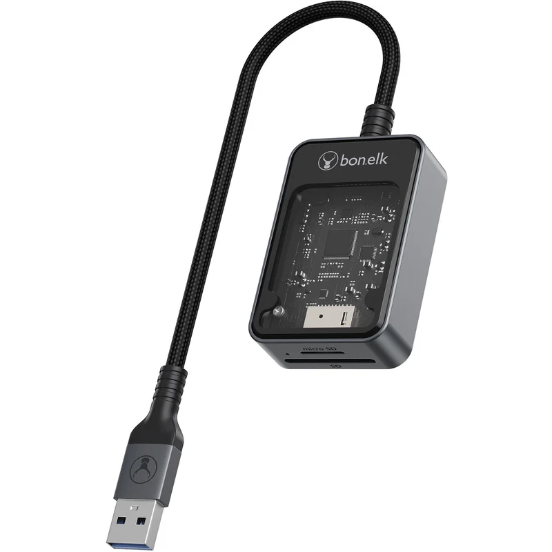 Bonelk Vision Long-Life USB-A to MicroSD/SD Adapter (SG/Clear)