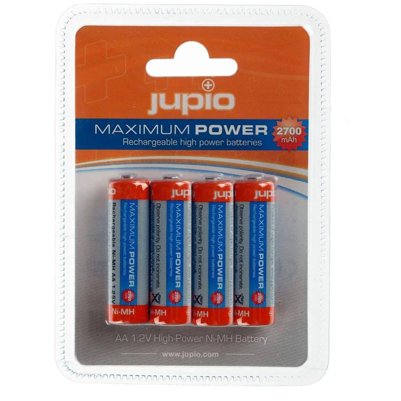Jupio 4-Pieces Rechargeable AA 1.2V High-Power Batteries 2700mAh