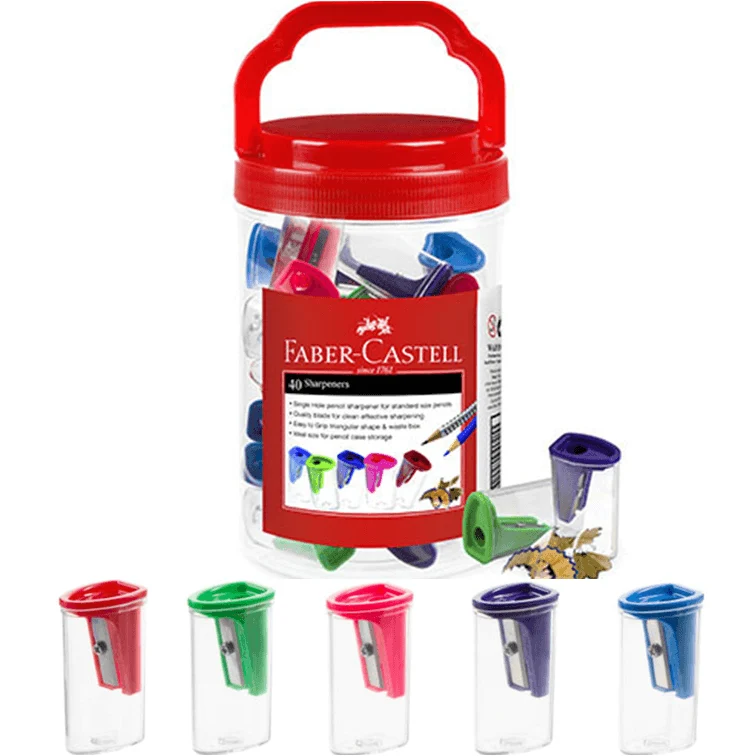 Faber-Castell Single Hole Pencil Sharpener Pack 40 Assorted Colours Tub