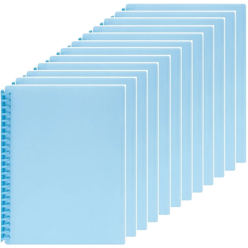 Marbig Refillable Display Book With Insert Cover A4 20 Pocket Pastel Blue 12 Pack