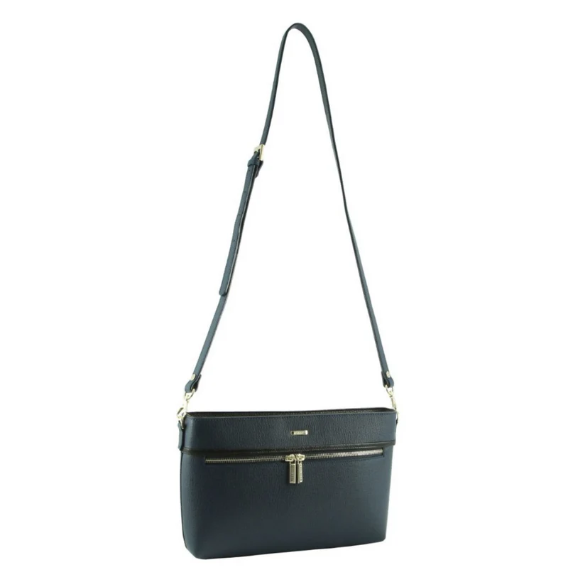 Morrissey Italian Structured Leather Cross Body Handbag (MO3028) Bag - Navy