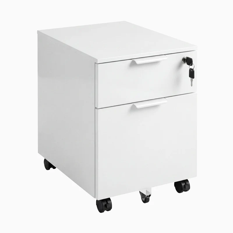 Desky Minimal Filing Cabinet - White / White Melamine