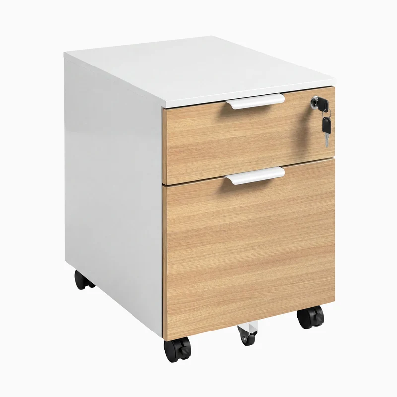 Desky Minimal Filing Cabinet - White / Sublime Teak Melamine