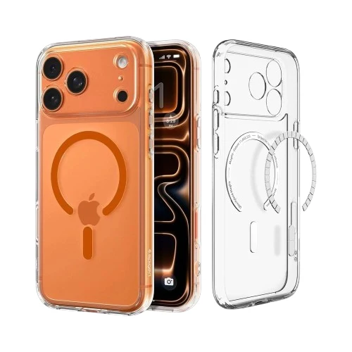 SPIGEN Ultra Hybrid MagSafe Case for iPhone 18 Pro/17 Pro (Clear Case/Orange Ring)