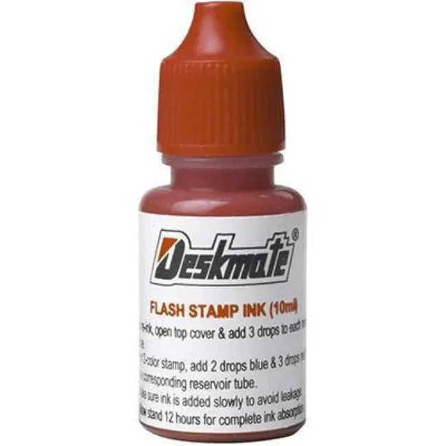 Deskmate Stamp Ink Refill 10mL Bottle Red