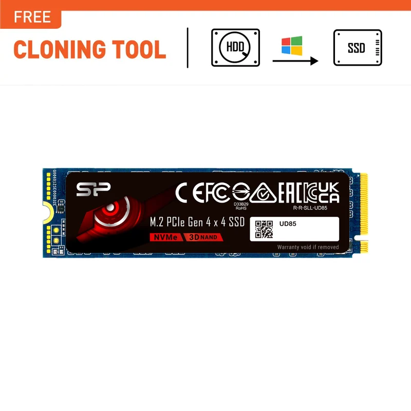 SP Silicon Power UD85 1TB PCIe Gen4 x4 NVMe M.2 2280 SSD, 3600MB/s Read, 2800MB/s Write - SP01KGBP44UD8505