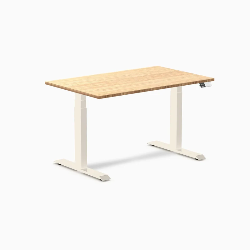 Desky Dual Bamboo Sit Stand Desk 120cm and Wheat Frame