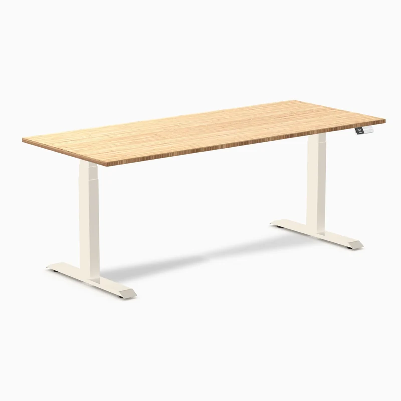 Desky Dual Bamboo Sit Stand Desk 180cm and Wheat Frame