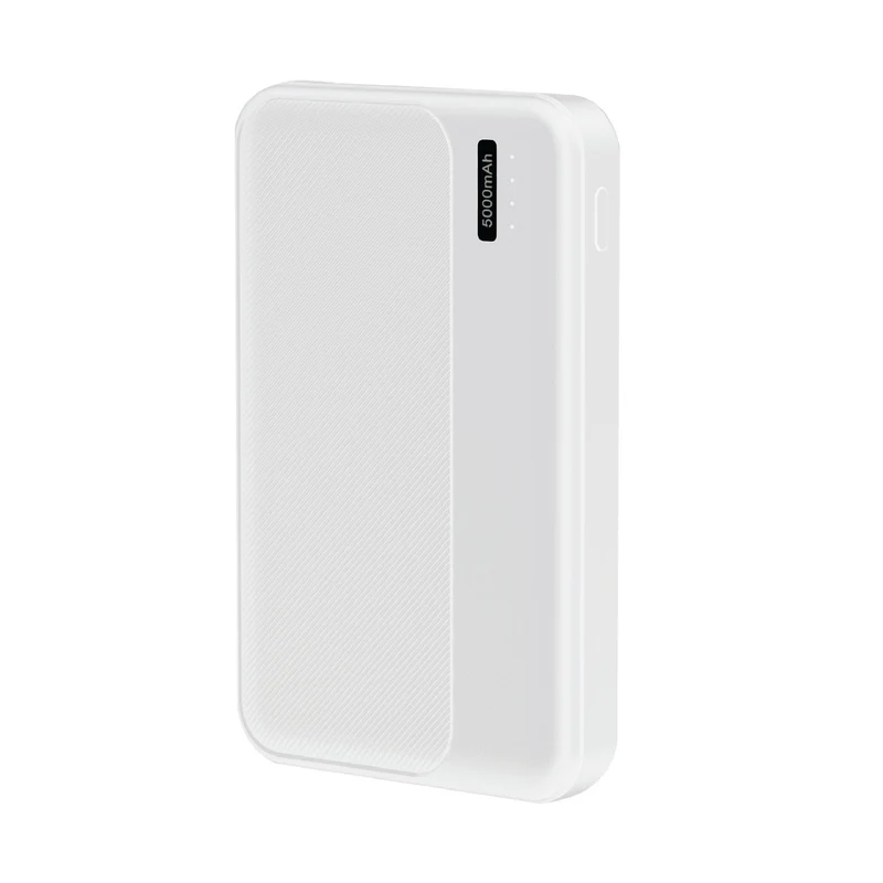 Laser Slim 5000mAh Power Bank with LED Indicator (White)