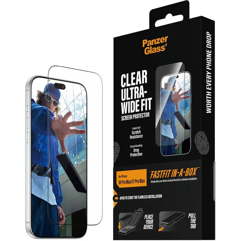 PanzerGlass Screen Protector for iPhone 18 Pro Max/17 Pro Max with FASTFIT IN-A-BOX