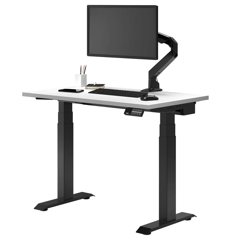 Desky Dual Mini Sit Stand Desk 800x500 White Desktop and Matte Black Frame