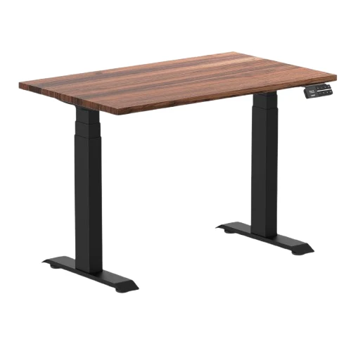 Desky Dual Mini Hardwood Sit Stand Desk 100cm Walnut Desktop and Matte Black Frame