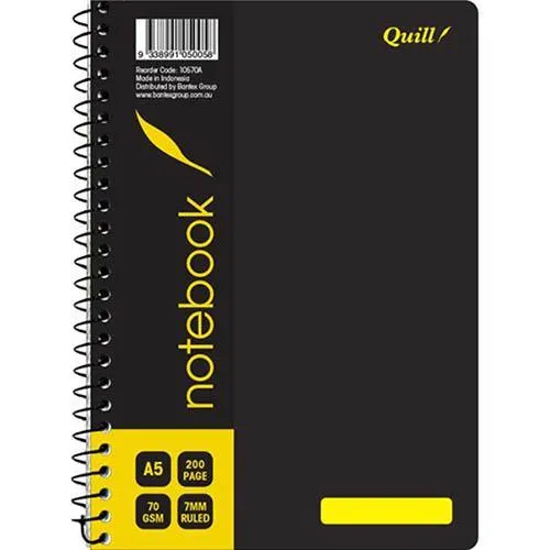 Quill Q570 Notebook Spiralbound 70Gsm 200 Page A5