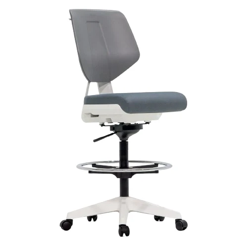 Desky Swivel 3D Tilt with Drafting Chair White/Grey