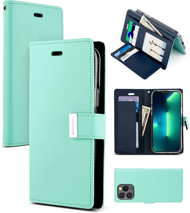 Goospery Rich Diary Case for iPhone 14 Pro Max - Mint