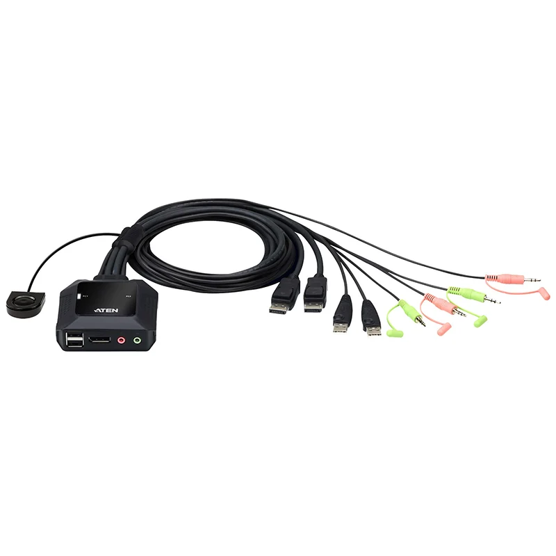 Aten 2 Port USB DisplayPort Cable KVM Switch with Remote Port Selector (CS22DP-AT)