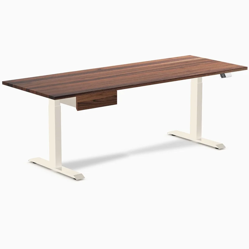 Desky Dual Hardwood Standing Desk With Drawer 200cm Walnut Desktop and Wheat Frame