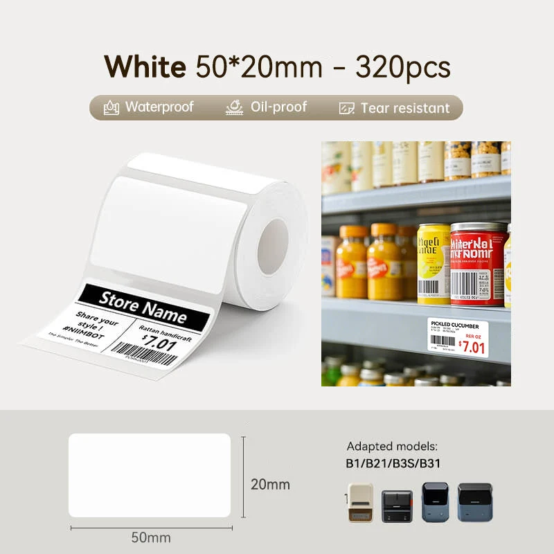 NiiMbot White Label Paper 50*70mm for B21/B3S/B1 [110-Pieces]
