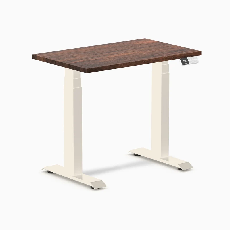 Desky Dual Mini Softwood Sit Stand Desk 80cm American Rustic Pine Desktop and Wheat Frame