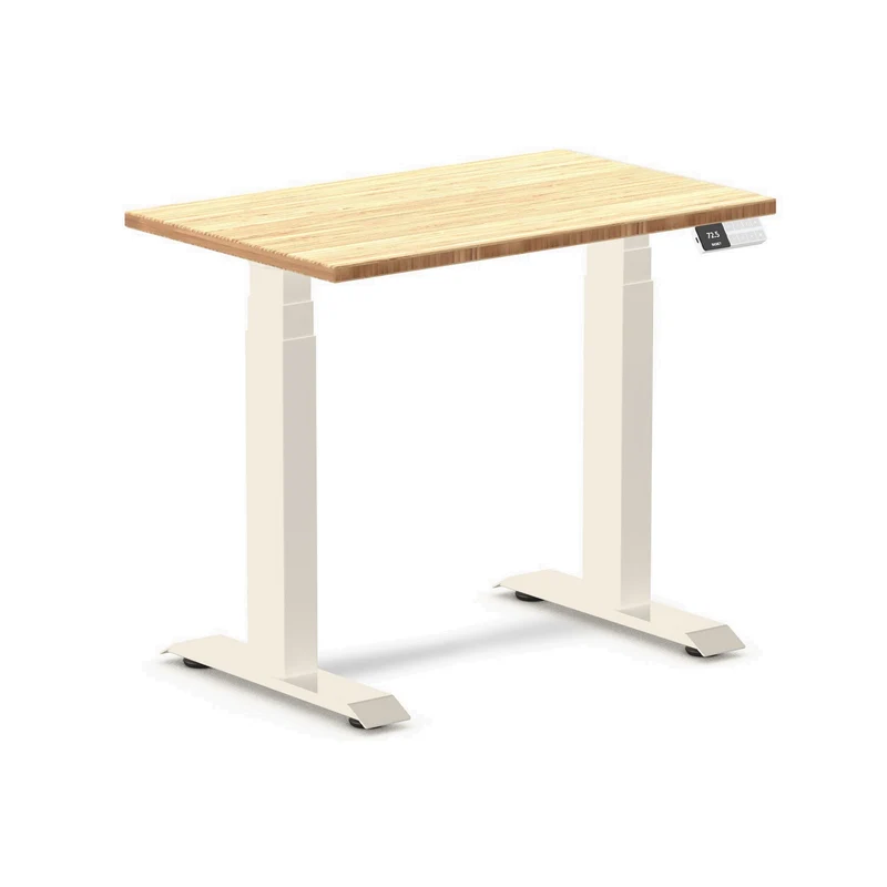 Desky Dual Mini Bamboo Sit Stand Desk 80cm and Wheat Frame