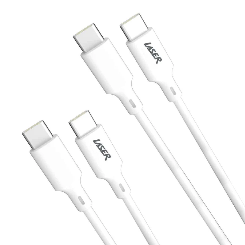 Laser 2m (2-pack) USB-C to USB-C Cable 60W (White)