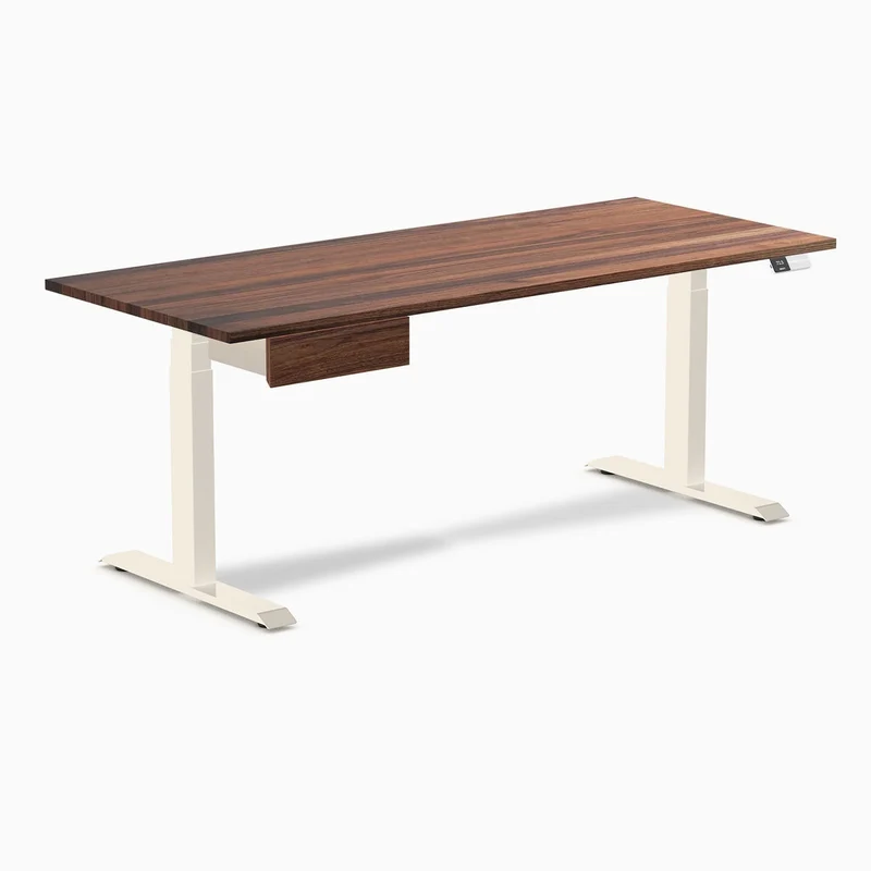 Desky Dual Hardwood Standing Desk With Drawer 180cm Walnut Desktop and Wheat Frame
