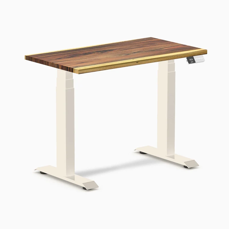 Desky Dual Mini Hardwood Sit Stand Desk 90cm Saman Desktop and Wheat Frame