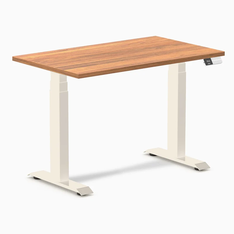 Desky Dual Mini Sit Stand Desk 1000x600 Prime Oak Desktop and Wheat Frame