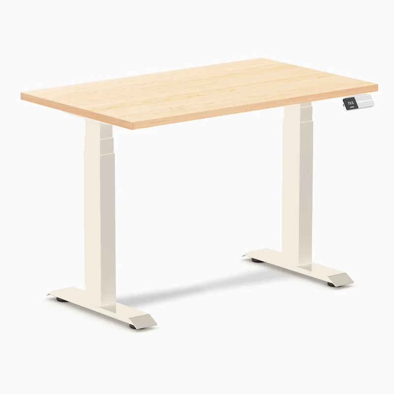 Desky Dual Mini Hardwood Sit Stand Desk 100cm Maple Desktop and Wheat Frame