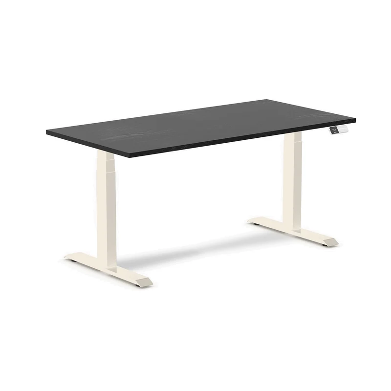 Desky Dual Hardwood Sit Stand Desk 150cm Black Ash Desktop and Wheat Frame