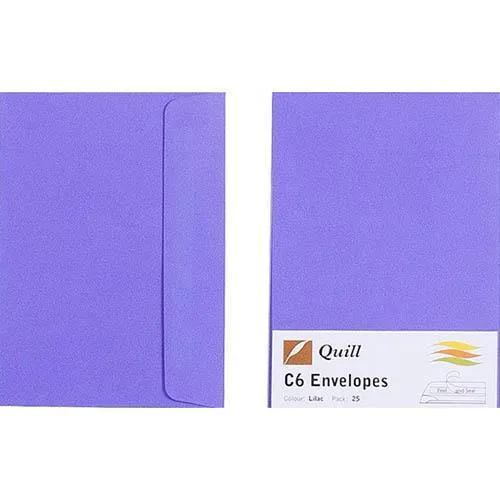 Quill C6 Coloured Envelopes Pack 25 (Lilac)