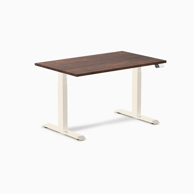 Desky Dual Softwood Sit Stand Desk 120cm American Rustic Pine Desktop and Wheat Frame