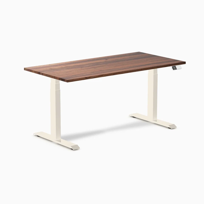 Desky Dual Hardwood Sit Stand Desk 150cm Walnut Desktop and Wheat Frame