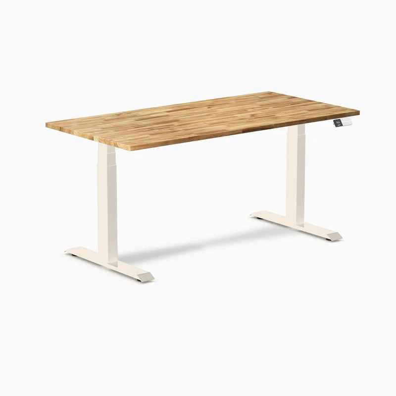 Desky Dual Hardwood Sit Stand Desk 150cm Acacia Desktop and Wheat Frame