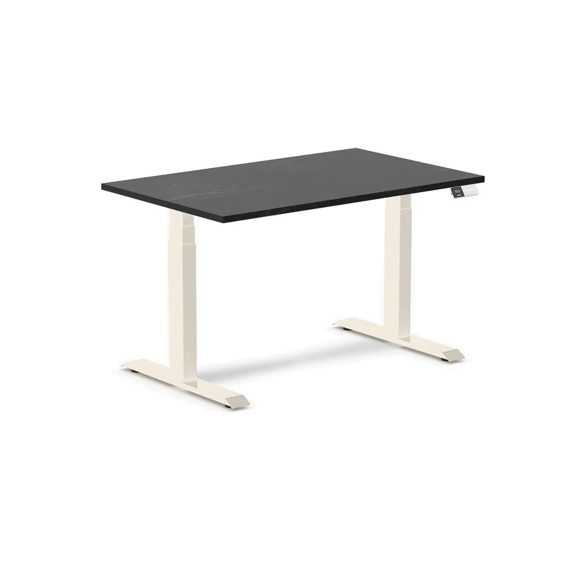 Desky Dual Hardwood Sit Stand Desk 120cm Black Ash Desktop and Wheat Frame