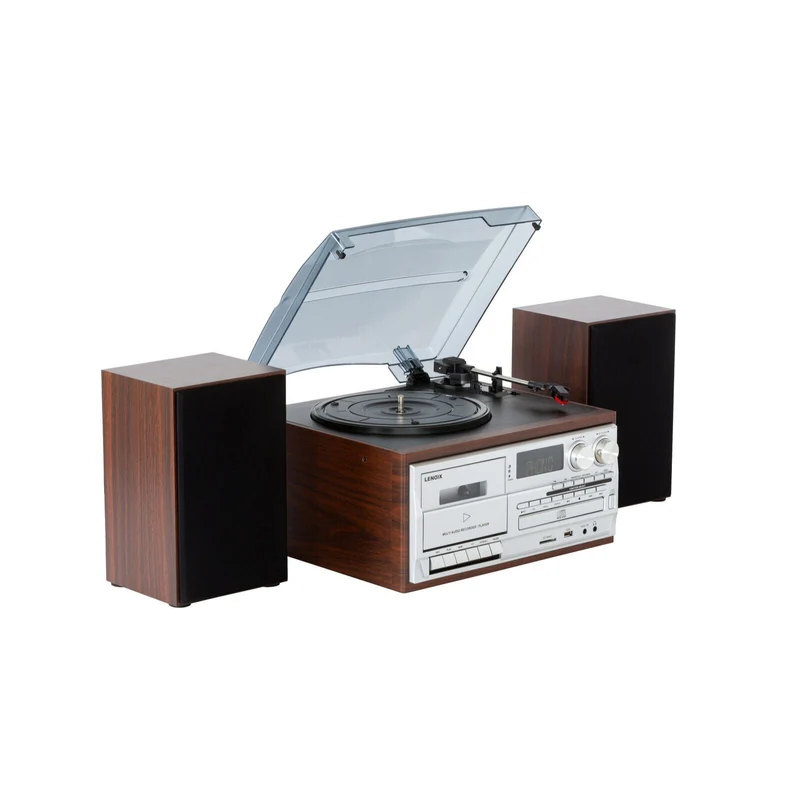 Lenoxx Audio CD/Cassette/Vinyl Streaming Player (Brown)