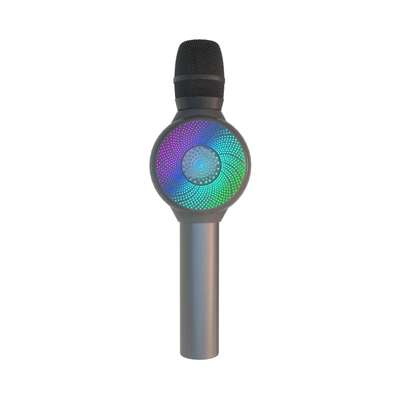 Laser LED Wireless Karaoke Microphone Rechargeable (Silver)
