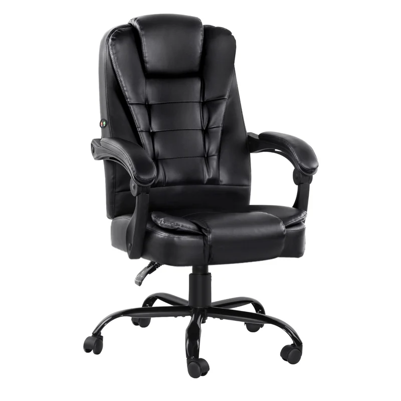 Artiss Massage Office Chair Executive Computer Gaming Chairs PU Leather (Black)