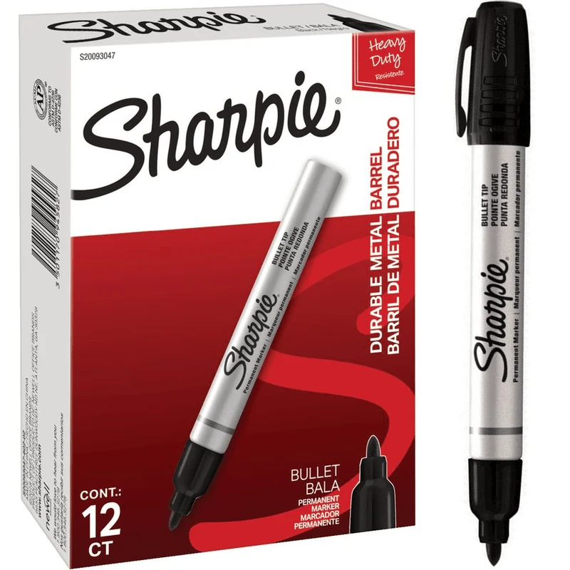 Sharpie Permanent Marker 1.5mm Metal Barrel Black (12)