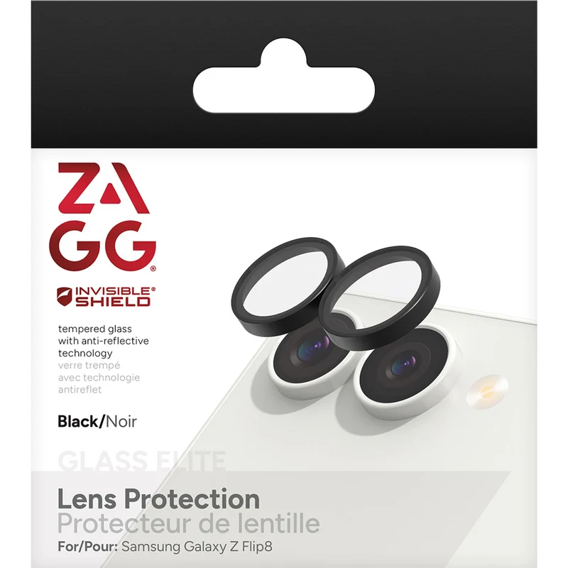 ZAGG InvisibleShield Glass Elite CameraRing Protectors for Galaxy Z Flip8 (Black)