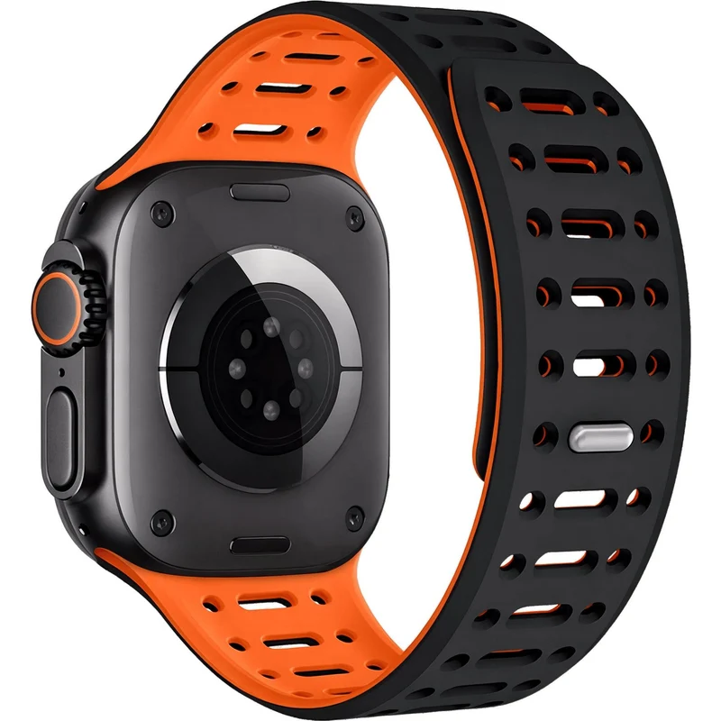 Crest Sports Watch Strap for Apple Watch 42-49mm (Black Orange)