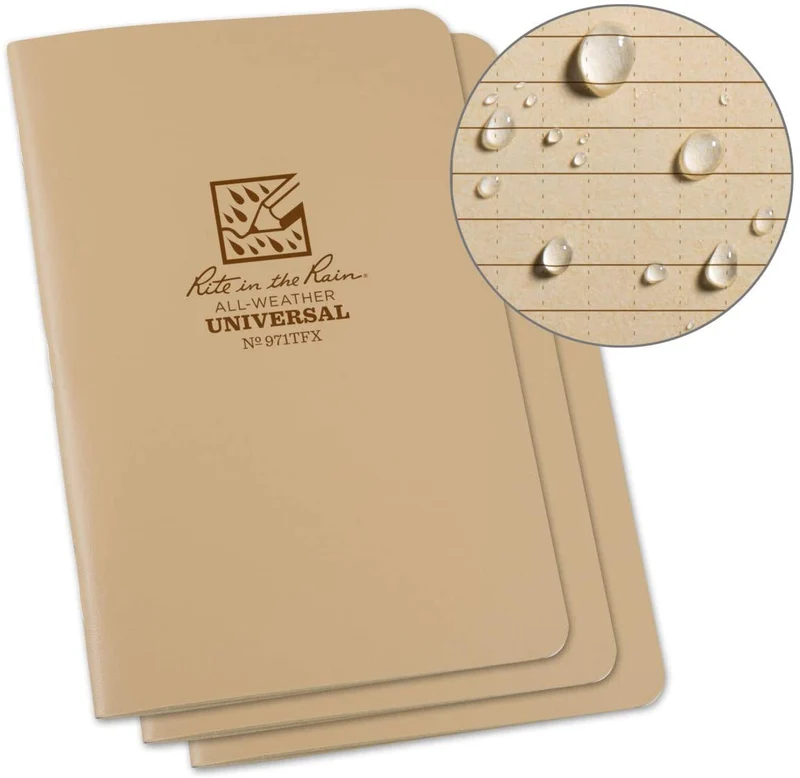 Rite in the Rain Stapled 4.625 x 7 Field Flex Notebook Universal 3 Pack - Tan