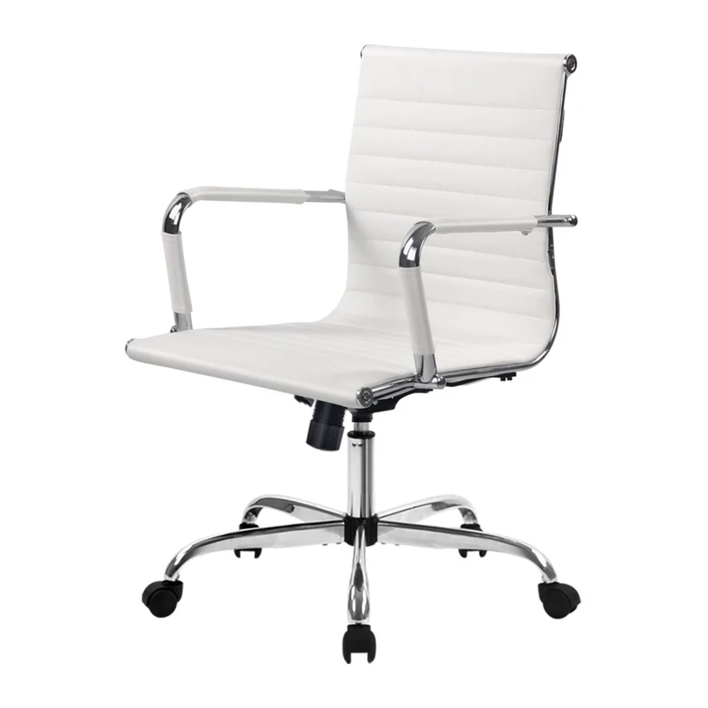 Artiss Office Chair Conference Chairs PU Leather Mid Back (White)