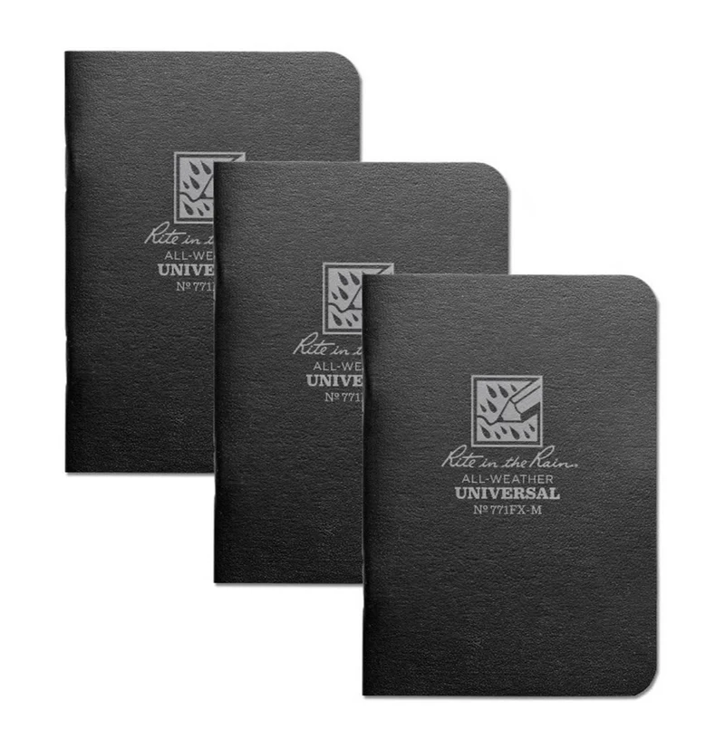 Rite in the Rain | Mini Stapled 3.25 x 4.625 Field Flex Notebook - Universal - 3 Pack - Black - 3 Pack