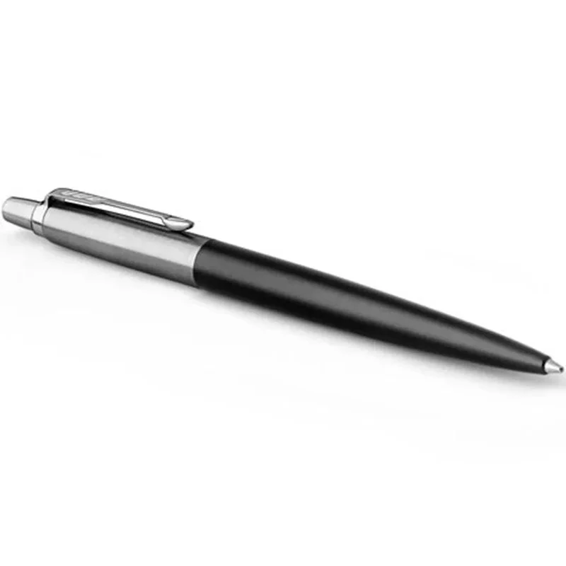 Parker Jotter Ballpoint Pen Bond Street Black Chrome Trim Medium Nib Blue
