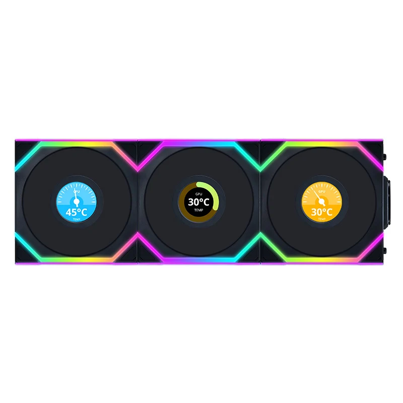 Lian Li Uni Fan SL120 Wireless Reverse LCD 3-Pack (Black)