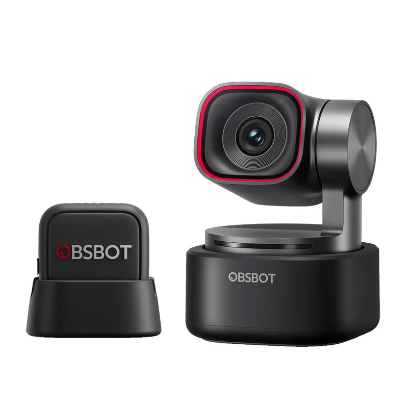 OBSBOT Tiny 3 AI-Powered Spatial Audio 4K PTZ Webcam with VOX SE Mic Combo - Black