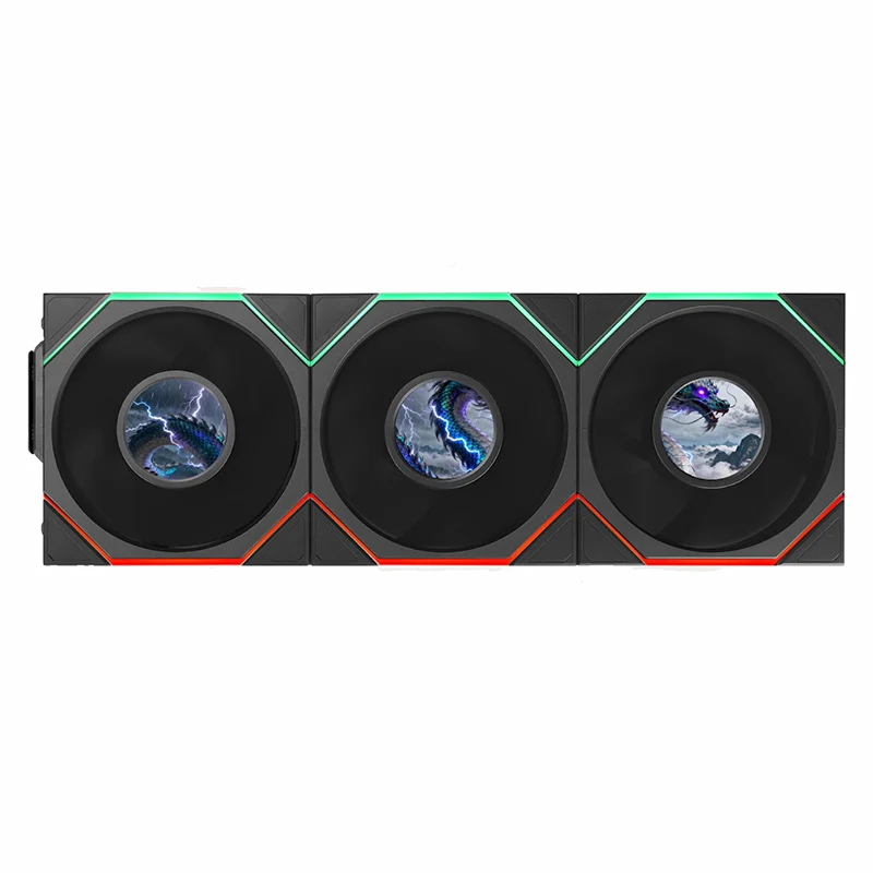 Lian Li Uni Fan TL Flex 1.8in LCD 2.4GHz Wireless 120mm Reverse Blade ARGB Fan 3 Pack - Black (12RTLLCD1F3B)