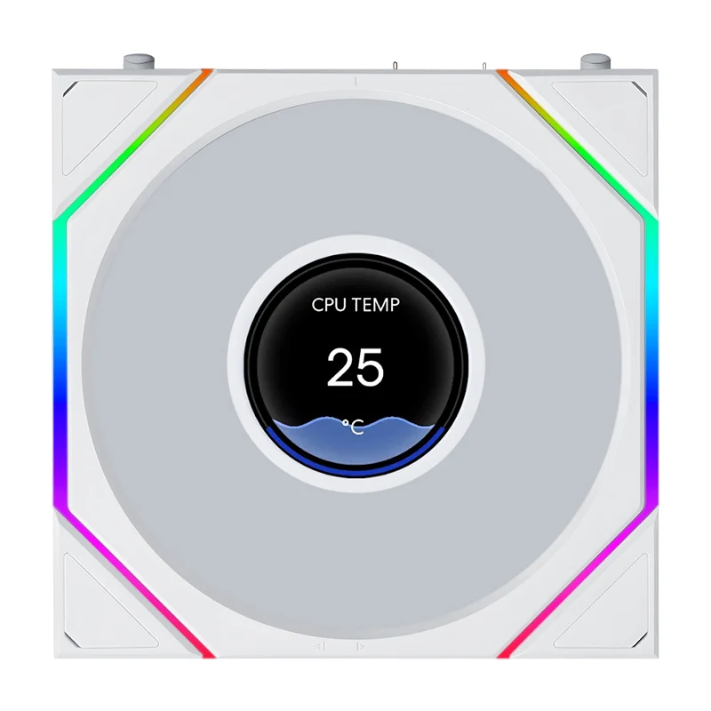 Lian Li Uni Fan TL 1.8in LCD Flex 2.4GHz Wireless 120mm Reverse Blade ARGB Fan - White (12RTLLCD1F1W)