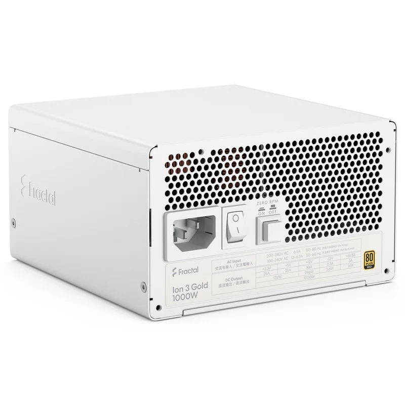 Fractal Design Ion 3 1000W 80 Plus Gold Fully Modular Power Supply (White)
